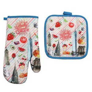 New York Cotton Potholder & Oven Mitt Set